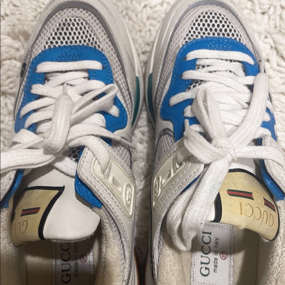 New Gucci Ultrapace Leather & Mesh Sneaker,White - Picture 6 of 8